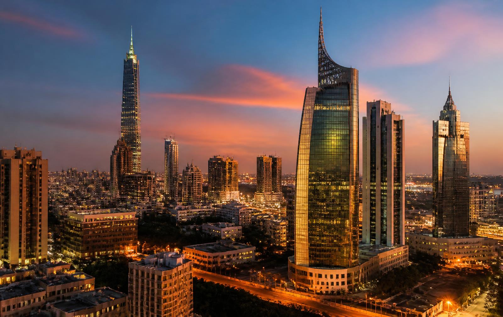 Modern African city skyline at dusk