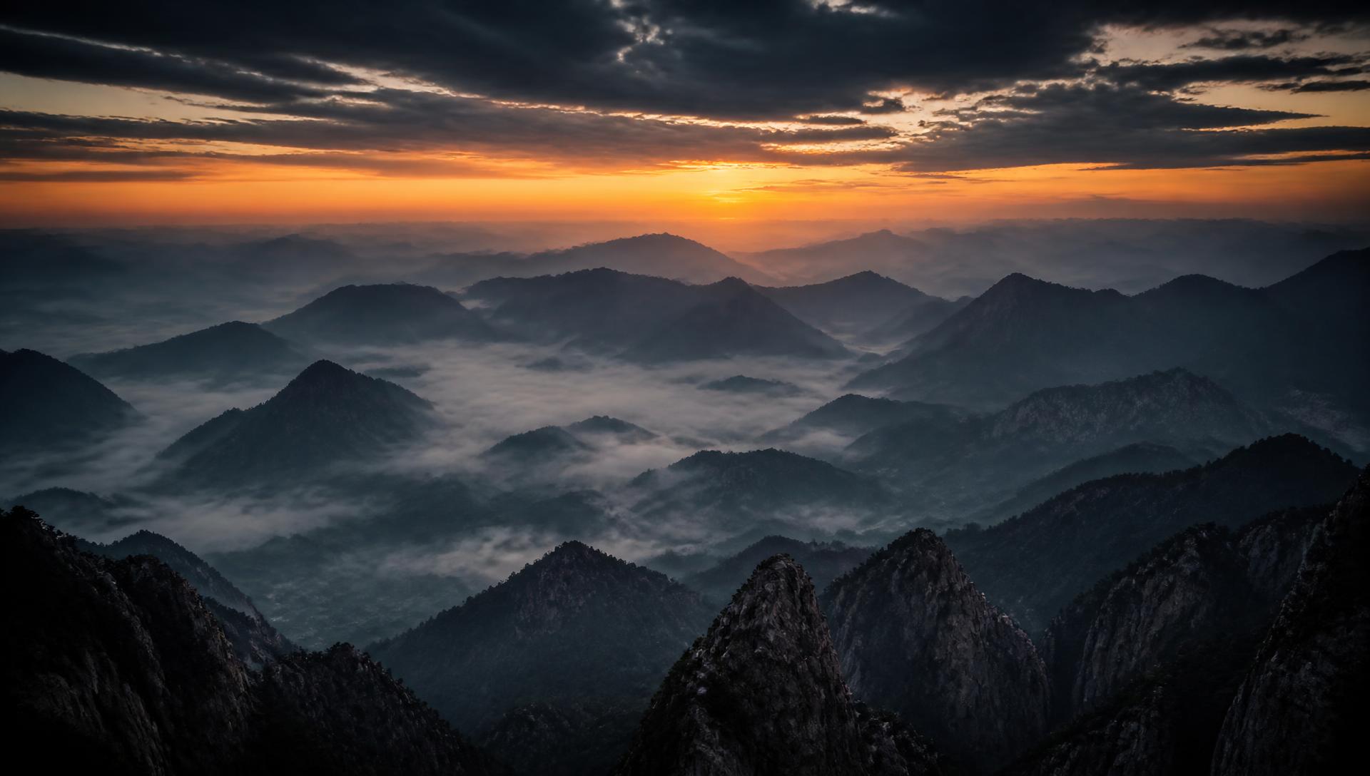 Mountain valley at dawn